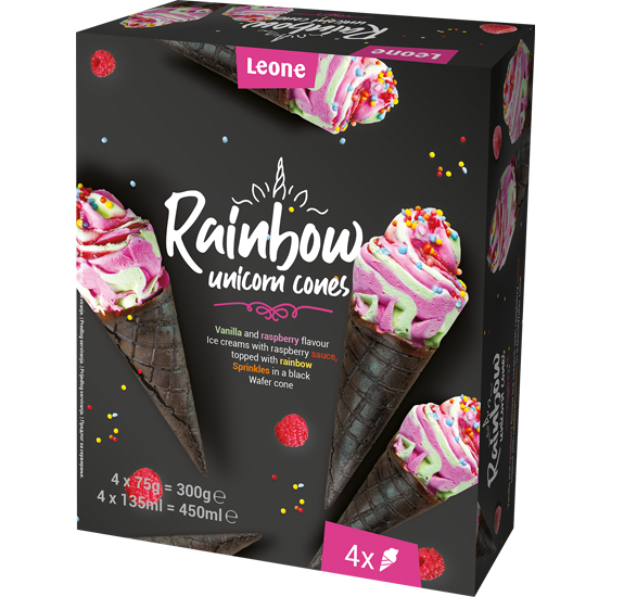Rainbow unicorn cones